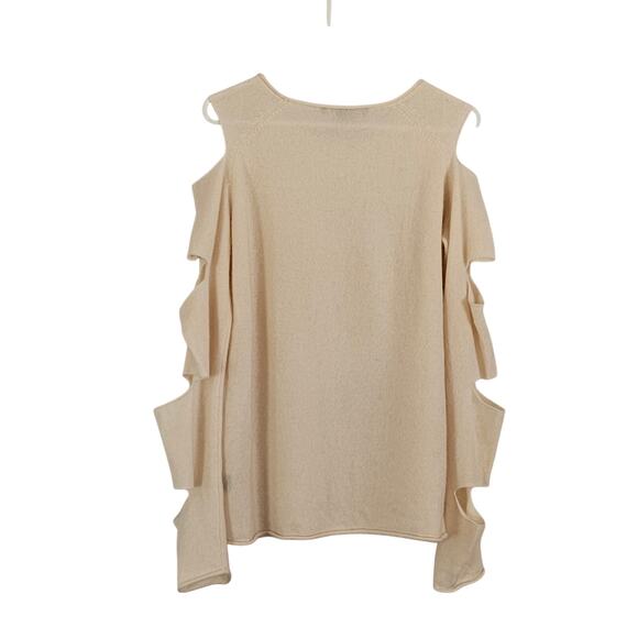Skull Cashmere Slash Sleeve Sweater Cream Sz M FLAWS - Picture 2 of 16